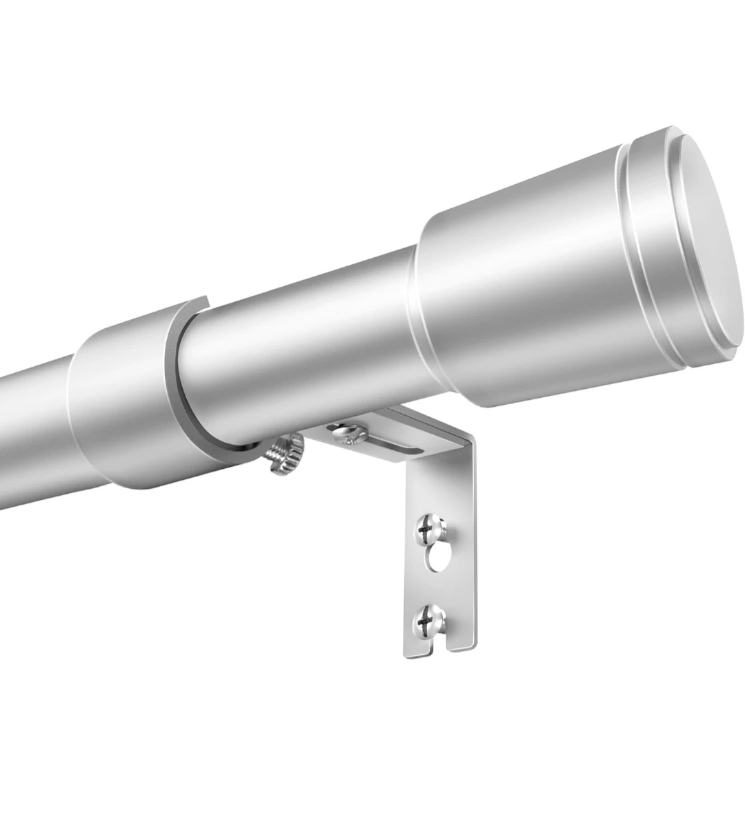 Silver Curtain Rods Adjustable 30"×120" Heavy Duty