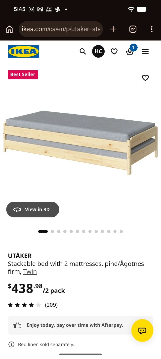 IKEA - twin Stackable beds with 2 mattresses,