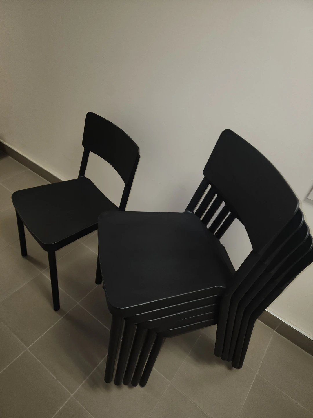 Set of 6 Black Stackable Chairs - photo 3