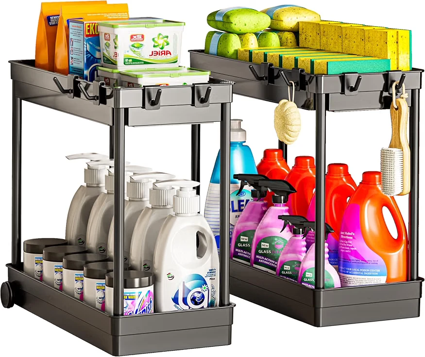 Set of two 2-Tier Bathroom Slim Storage Cart - photo 3