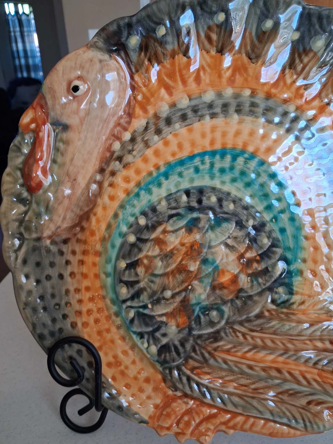 Mid Century Hand Painted Turkey Platter Made in Italy - photo 3