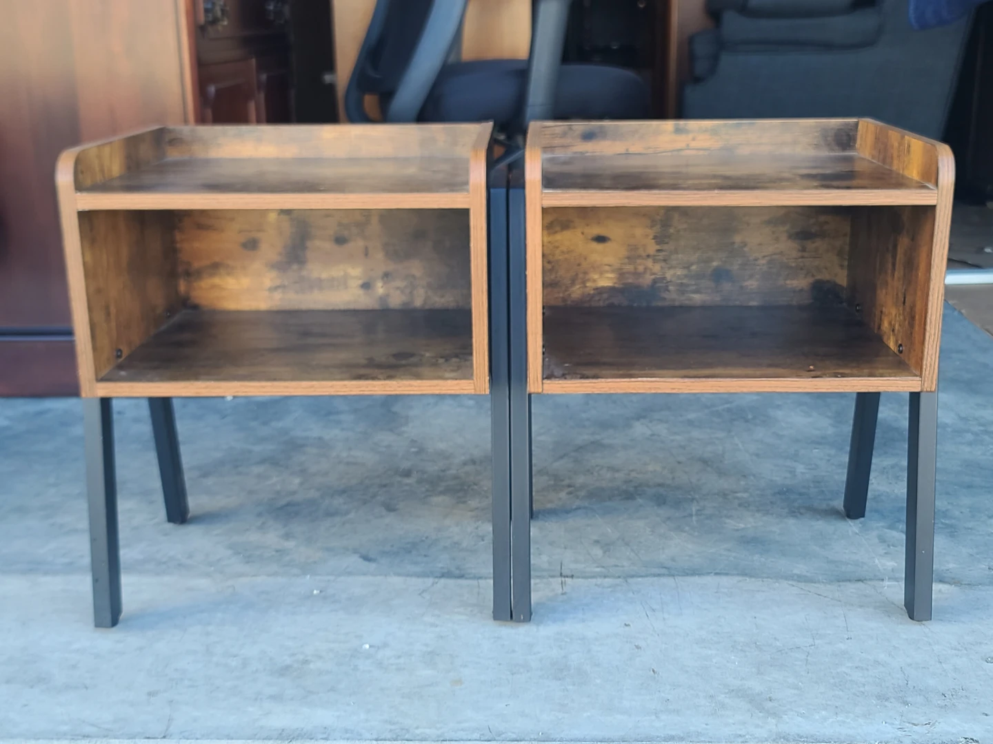 Set of two rustic industrial nightstands