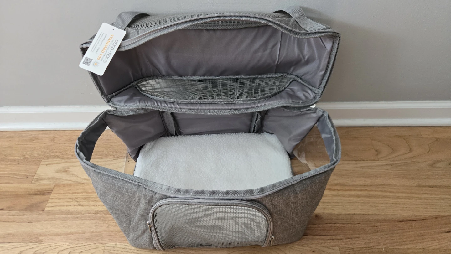 Gray Soft-Sided Pet Travel Carrier Crate, Mesh Panels, Strap - photo 5