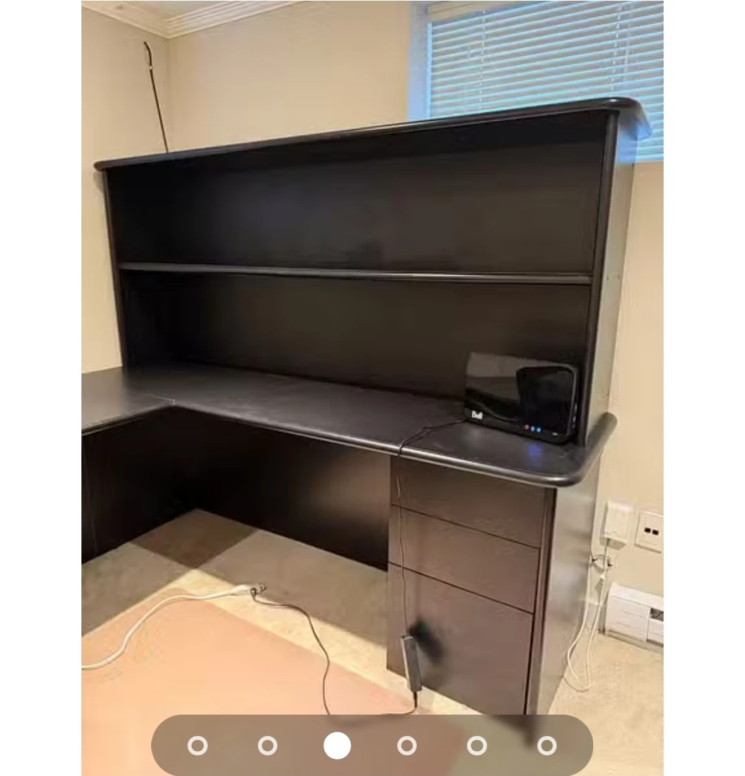 Black L-shaped Corner Desk with Hutch - photo 3