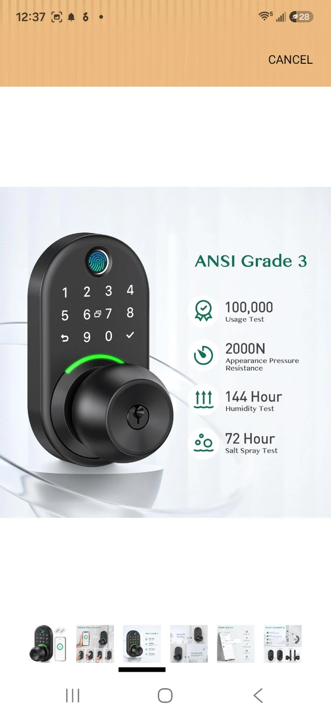 Yamiry Fingerprint Keypad Smart Door Knob Lock - photo 3