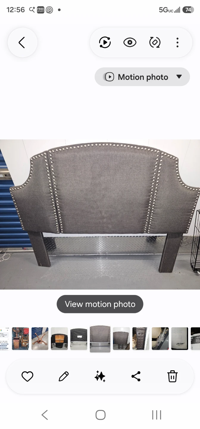 Gray Upholstered Queen Headboard