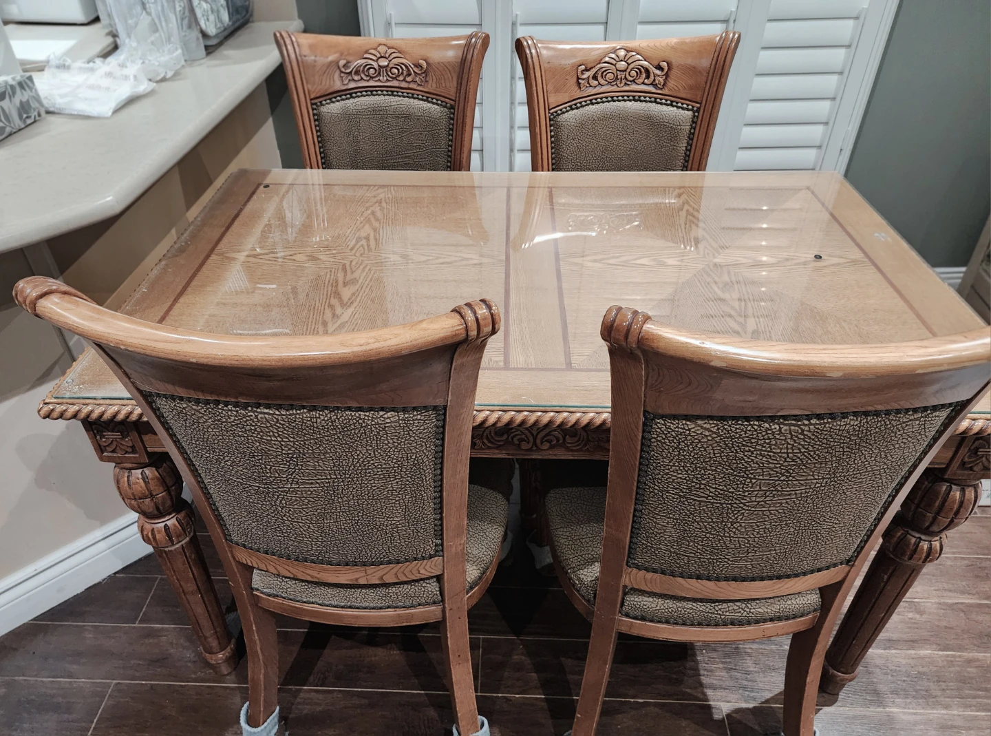 Classic Wooden Dining Table Set with 4 Chairs