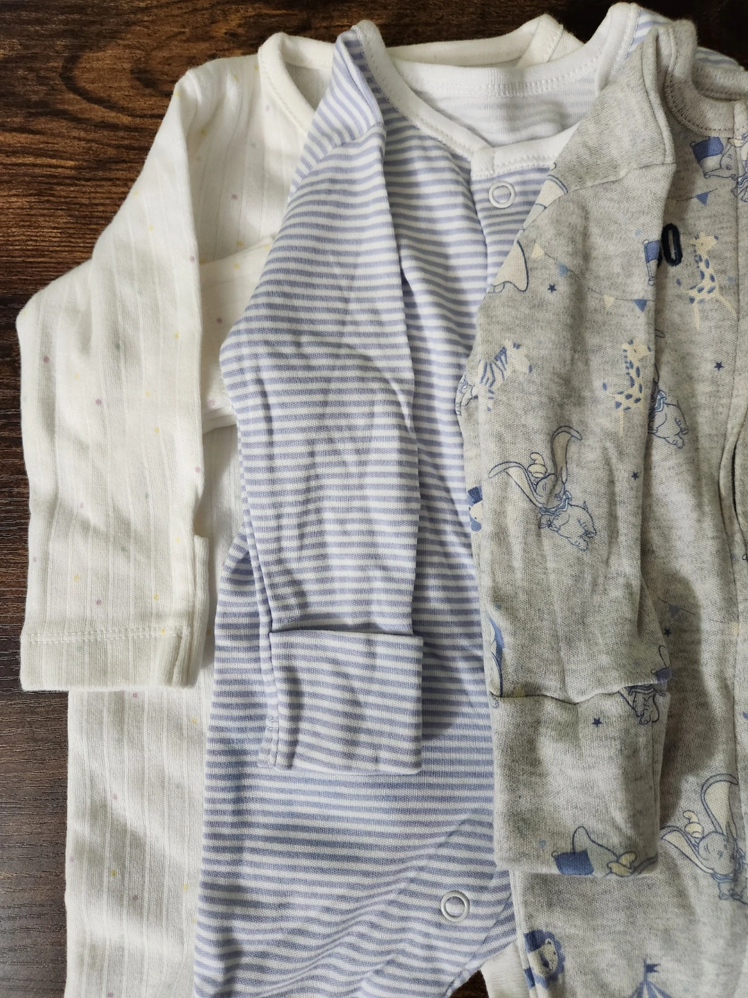 Set of 3 Baby Footed Sleepers NB size