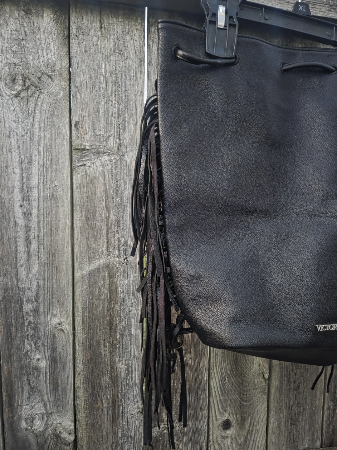 Victoria's Secret Black Fringed Bucket Bag - photo 3