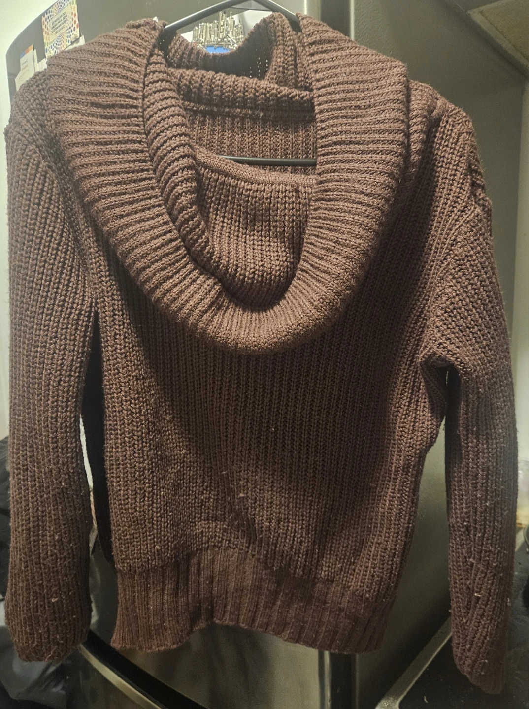Burgundy cowl neck knit sweater