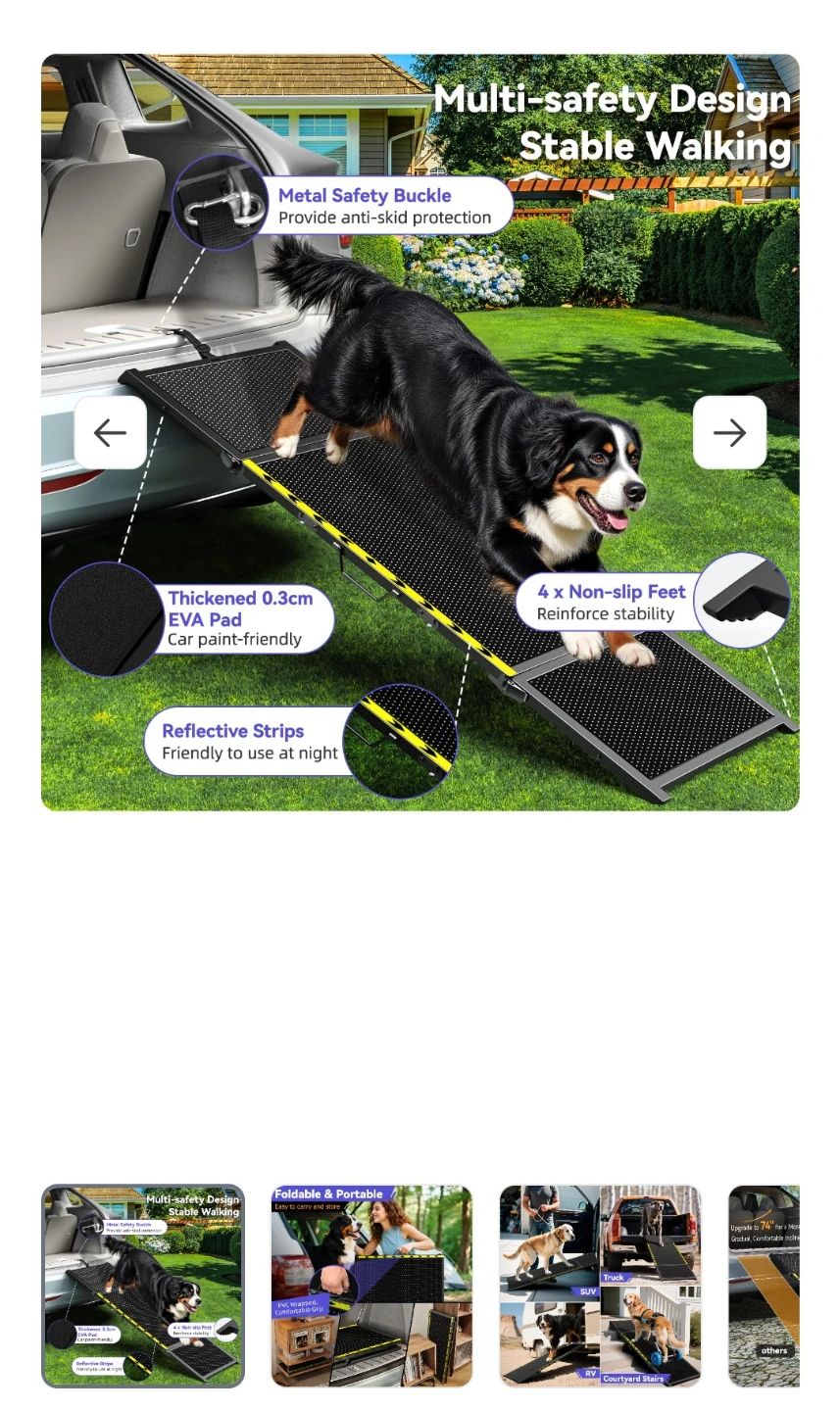 Pawaboo 74'' L & 20'' W Longest Dog Ramp for Car - Extra Wide - photo 3