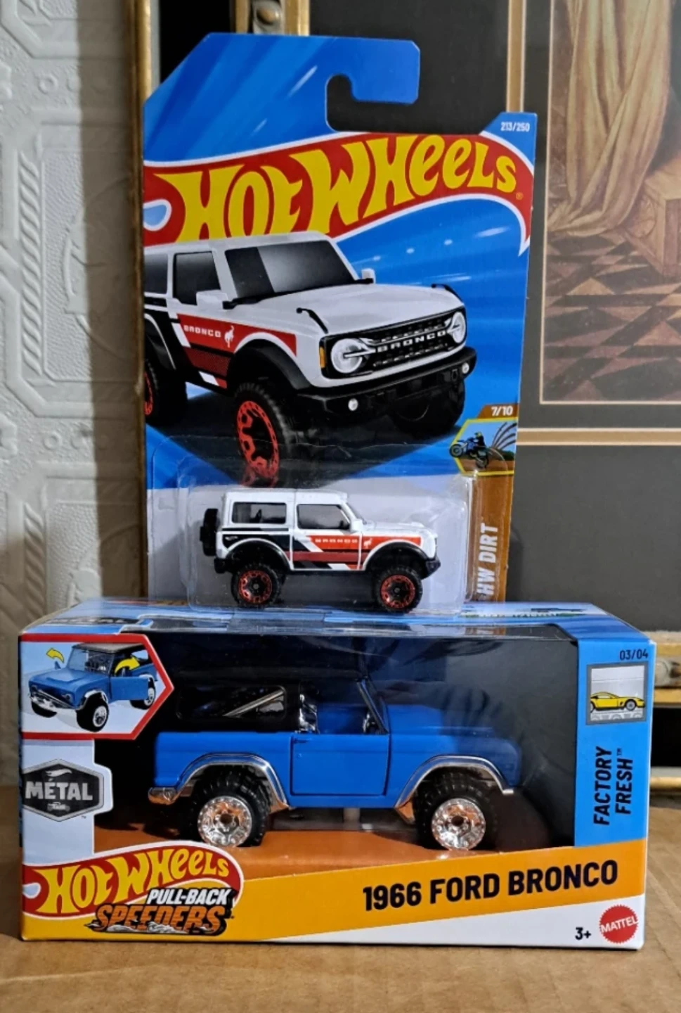 Hot. Wheels, Ford Bronco, '66 Pull Back Speeder/'21 HW Dirt