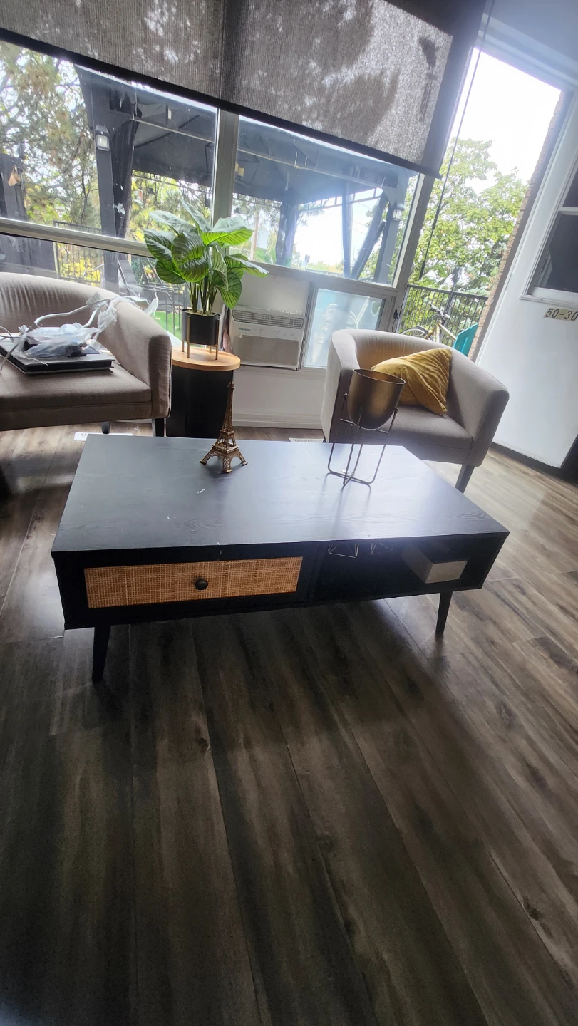 Black Rattan Coffee Table - photo 4