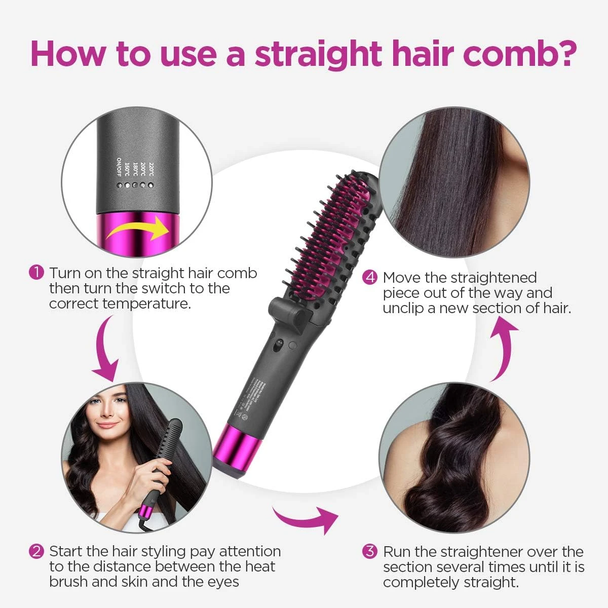NEW Hair Straightener Brush Ionic Straightening Brush - photo 5