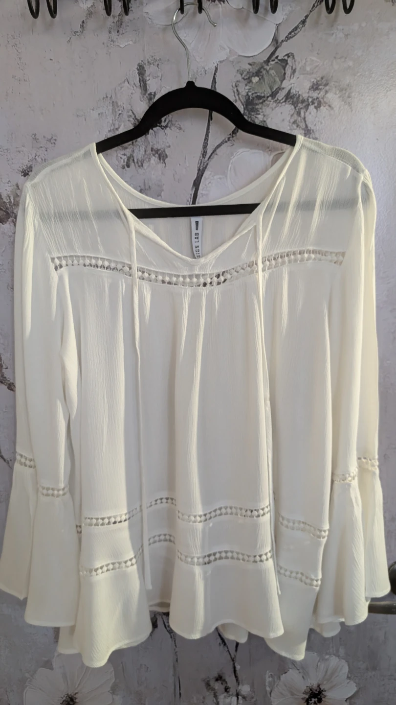 Design Lab White Bell Sleeve Blouse