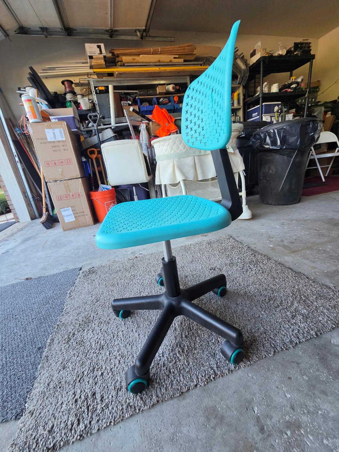 Teal Rolling Adjustable Desk / Task Chair - photo 4