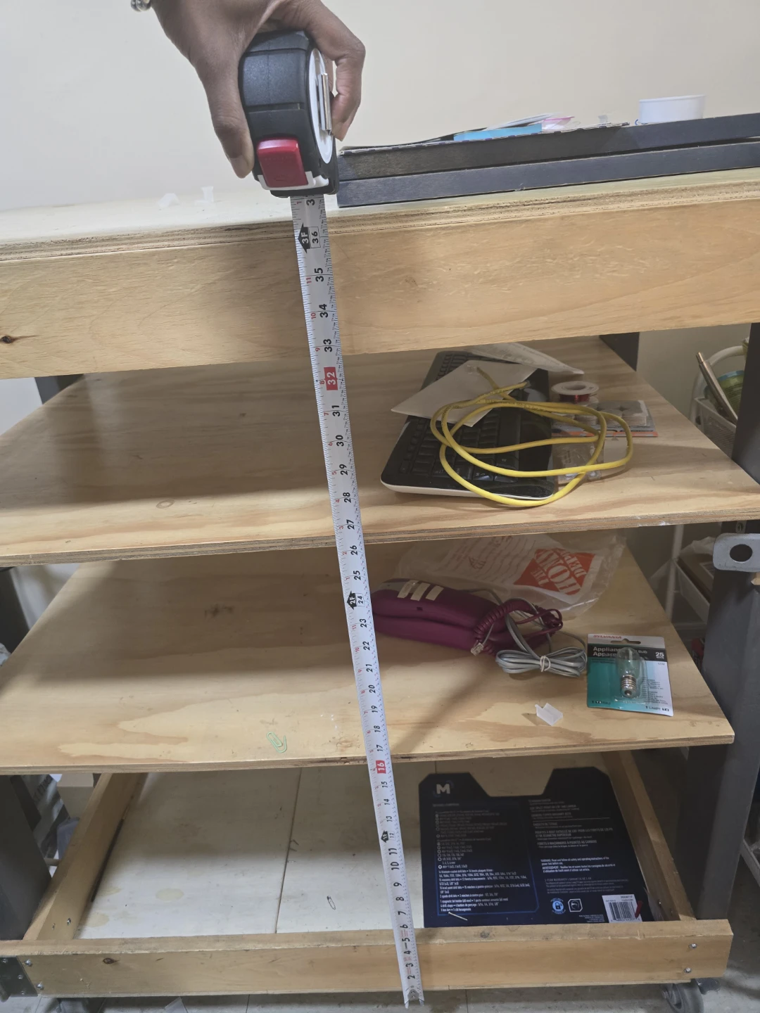 Wooden rolling utility cart with three shelves - photo 5