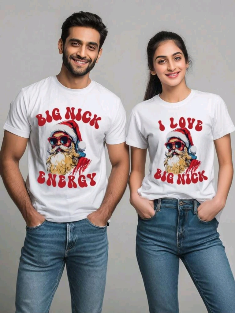 Matching couples Christmas shirts