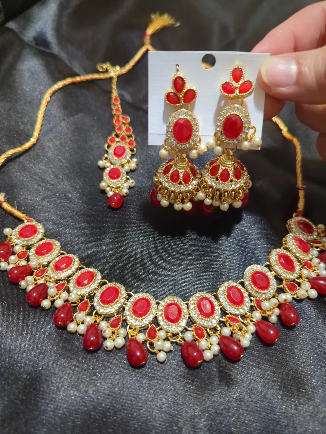 Red and Gold Jewelry Set