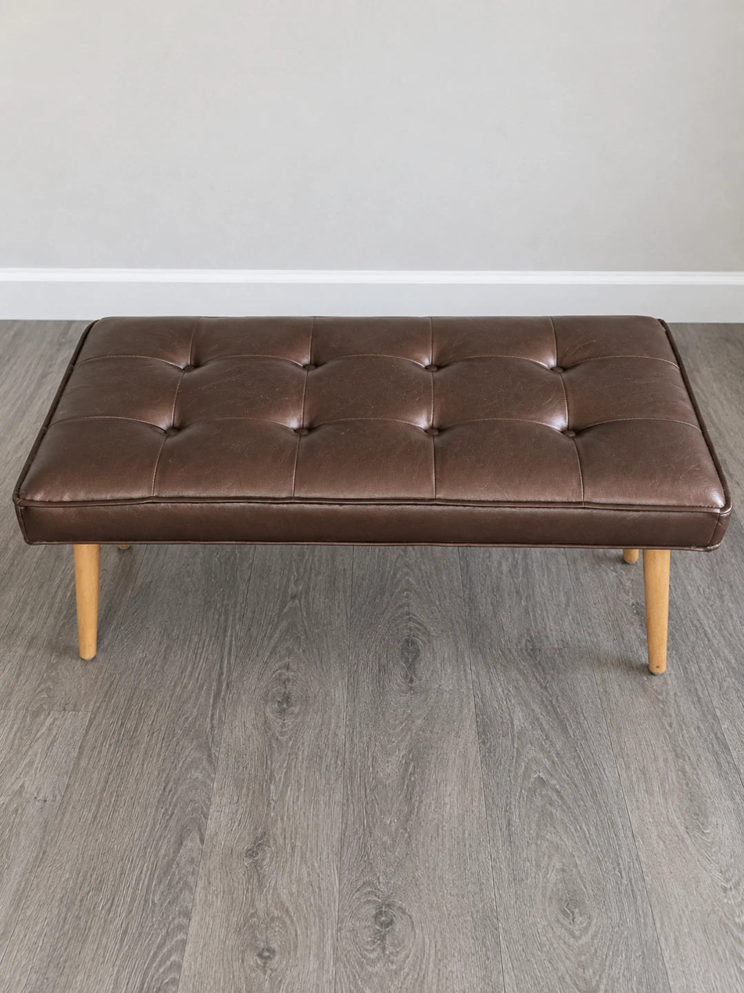 Tufted Faux Leather Bench