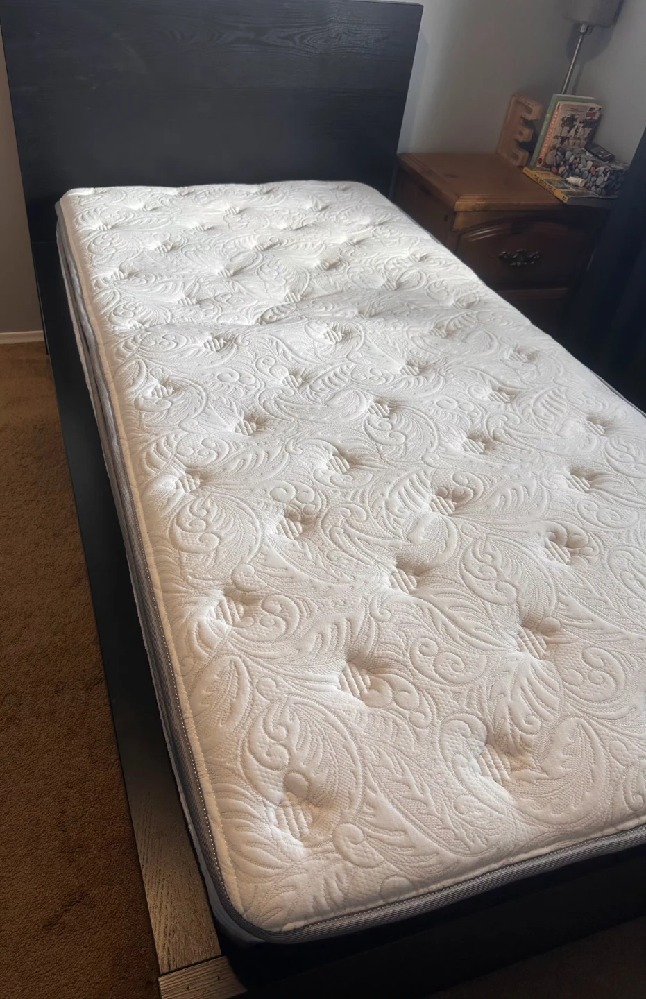 IKEA MALM Twin Bed Frame with 10in. Pillowtop Mattress. Like New - photo 3