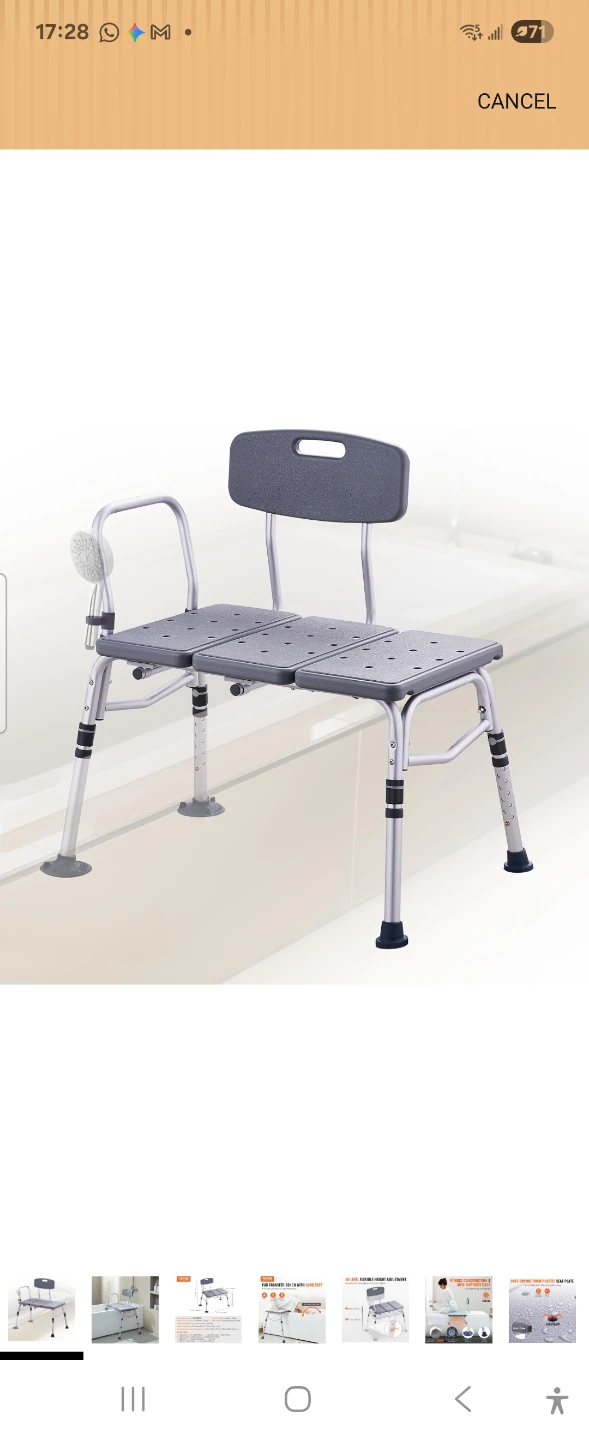 VEVOR Bath Transfer Bench with Backrest - photo 2