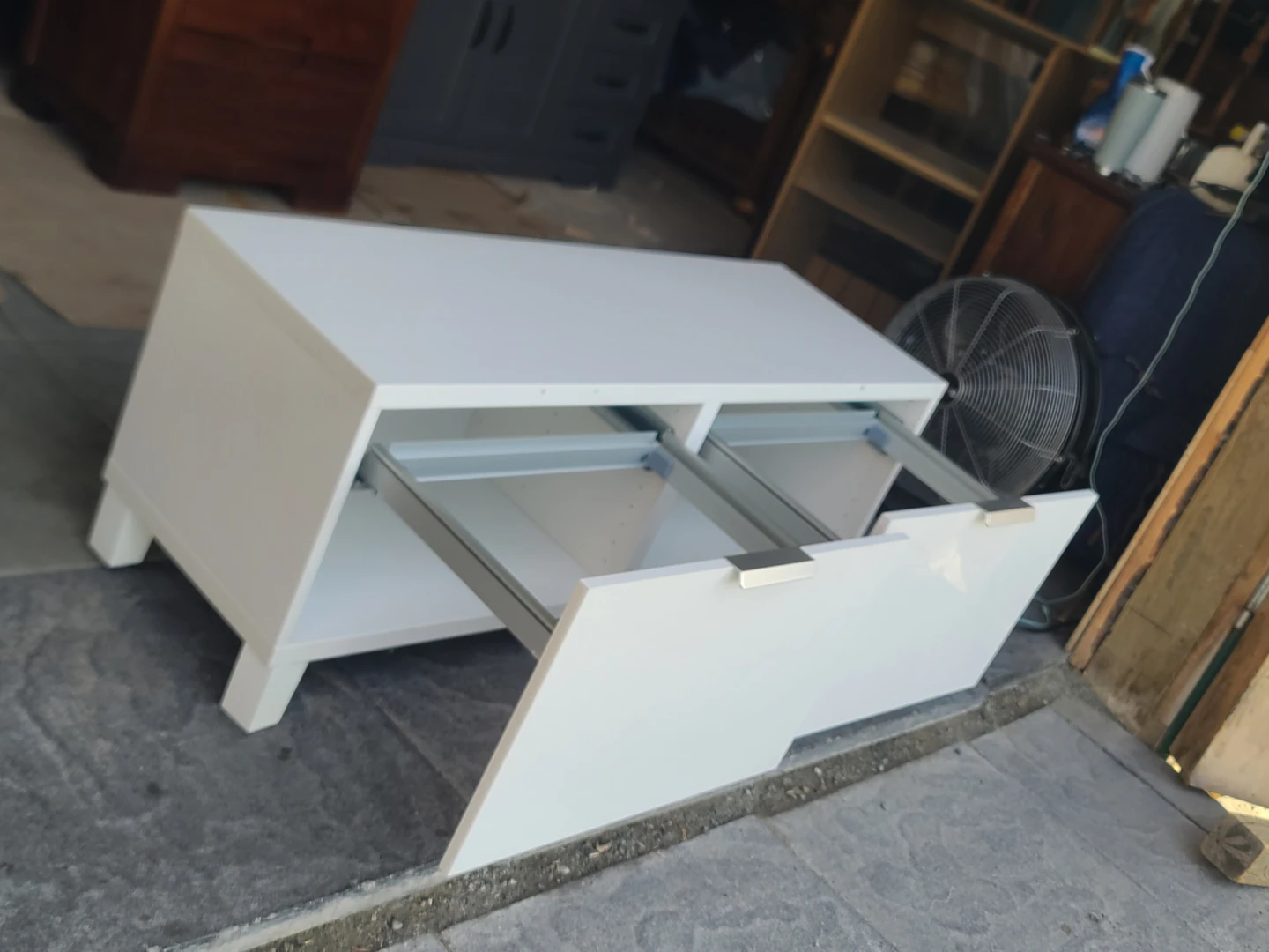 White TV Stand with Drawers - photo 3