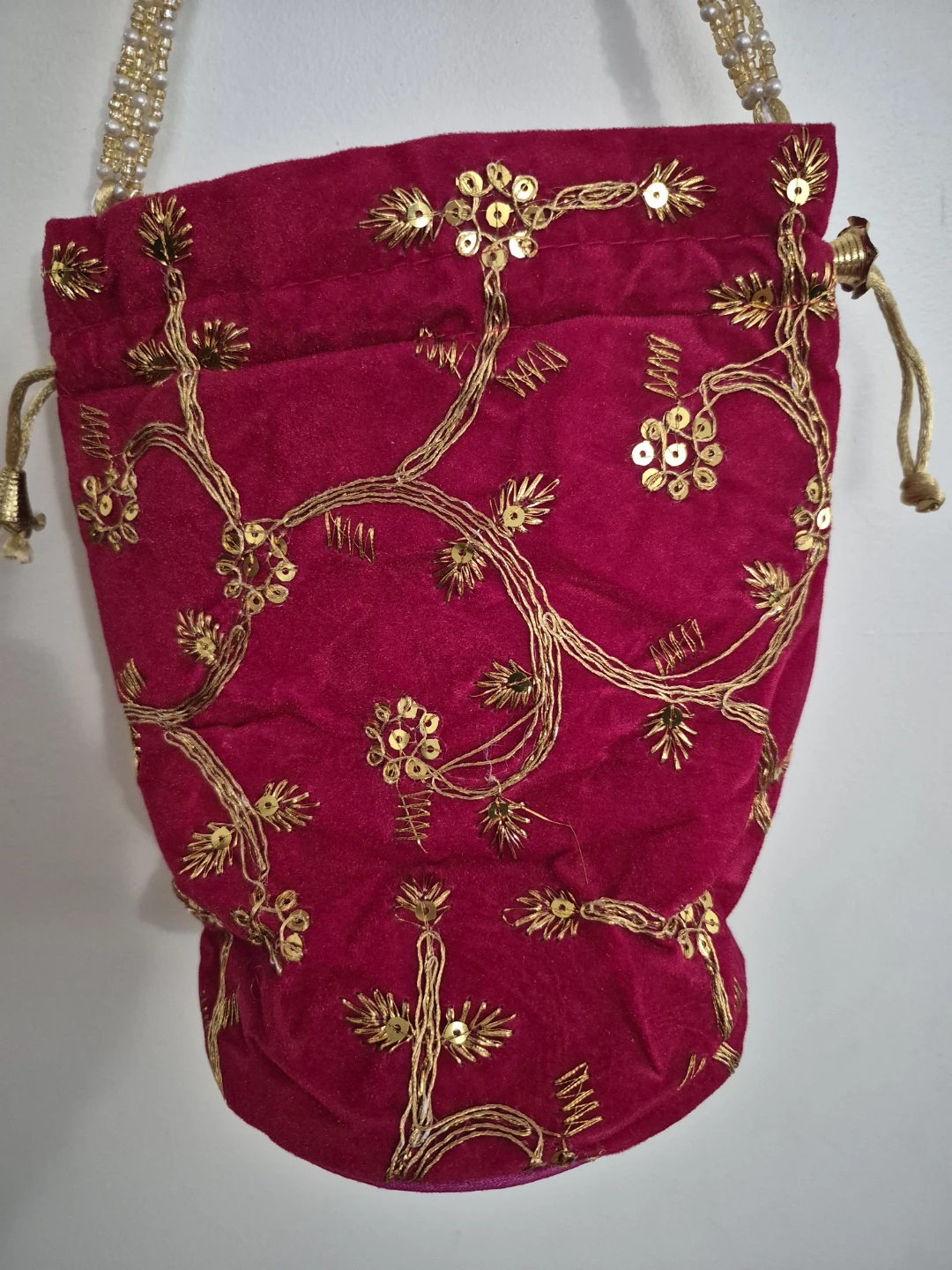 Pink Embroidered Potli Bag