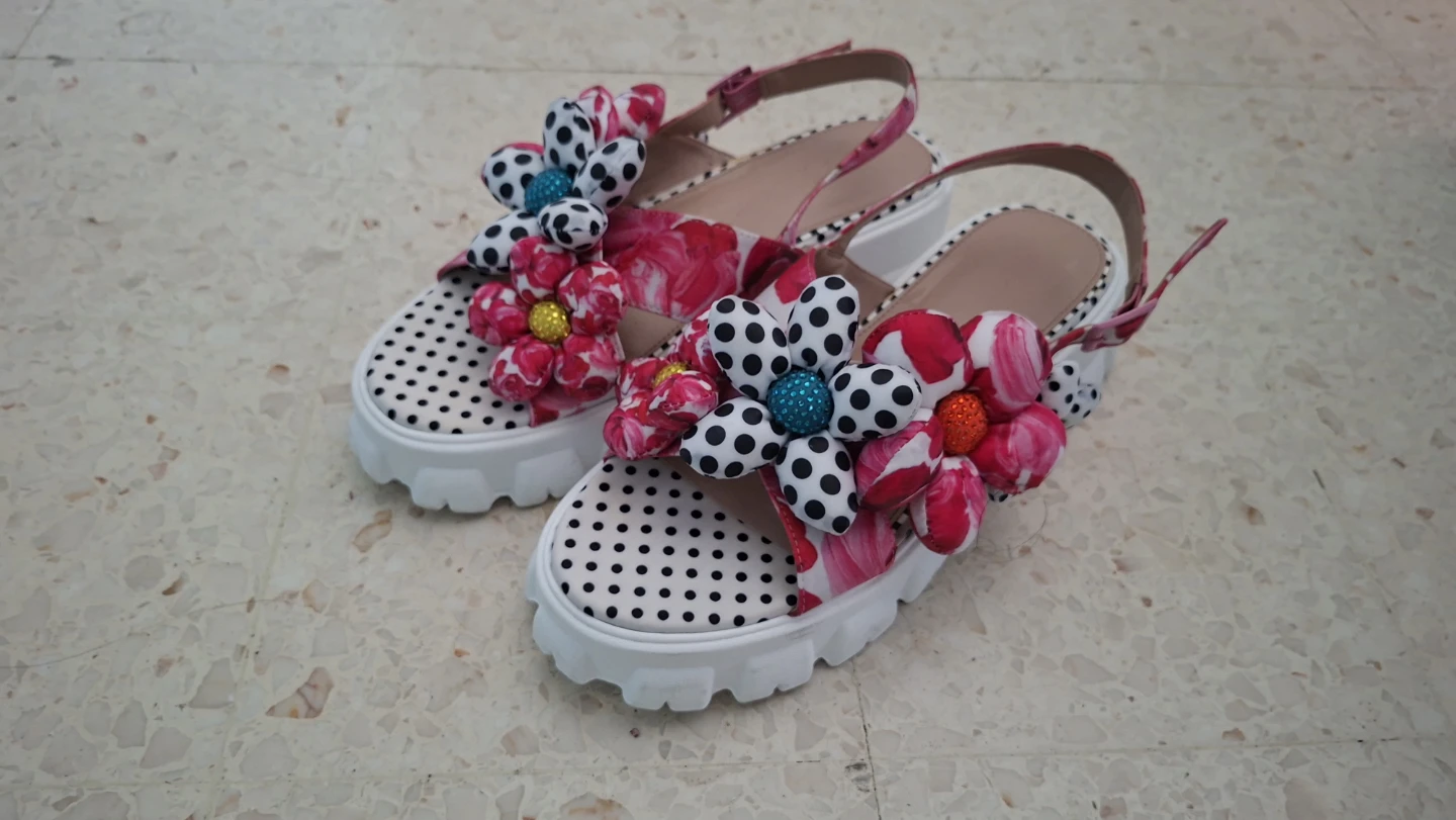 Betsey Johnson Floral Polka Dot Platform Sandals - photo 5