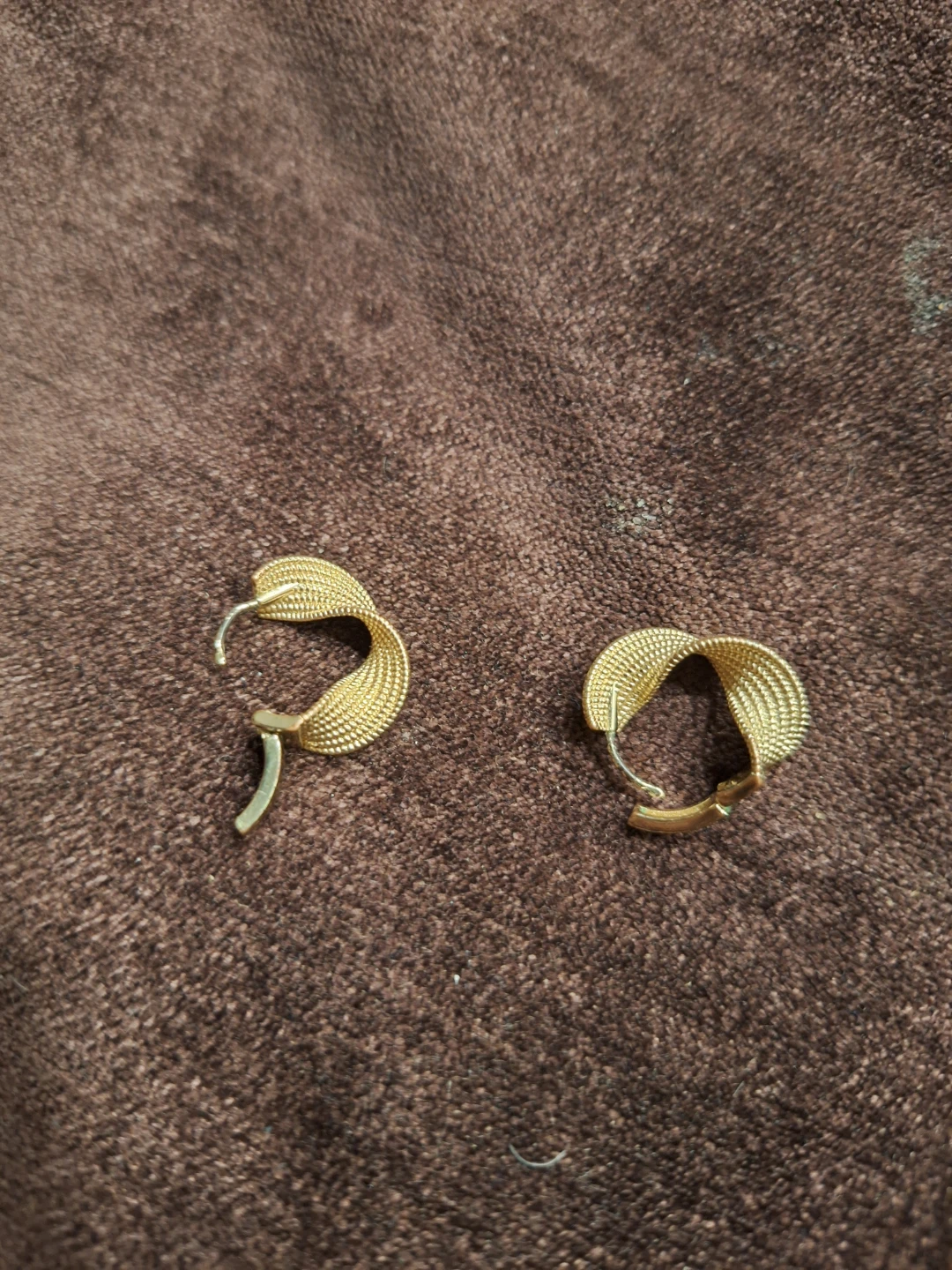 Gold-tone textured twist hoop earrings