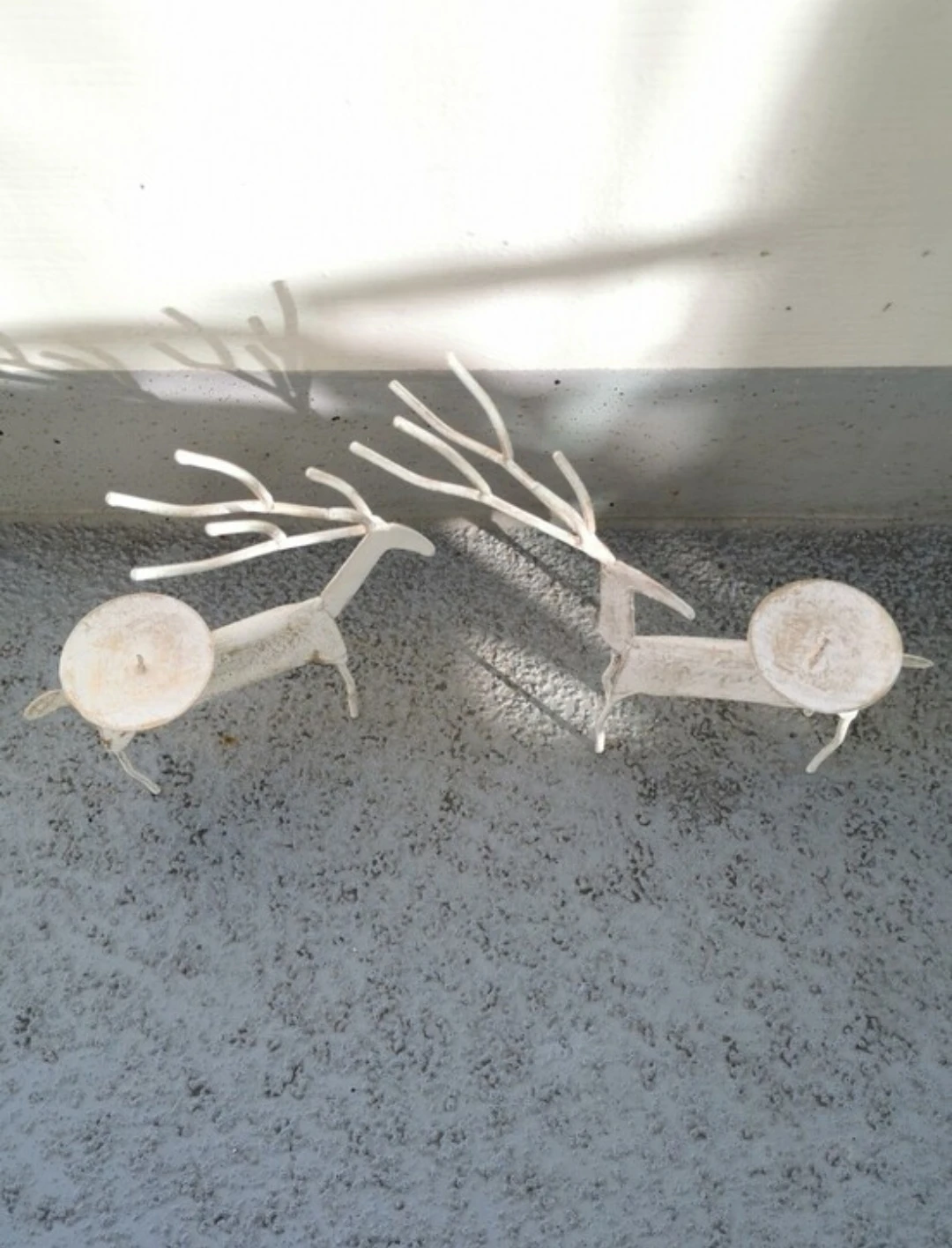 Rustic Metal Reindeer Pillar Candle Holders Pair Christmas Decor - photo 5