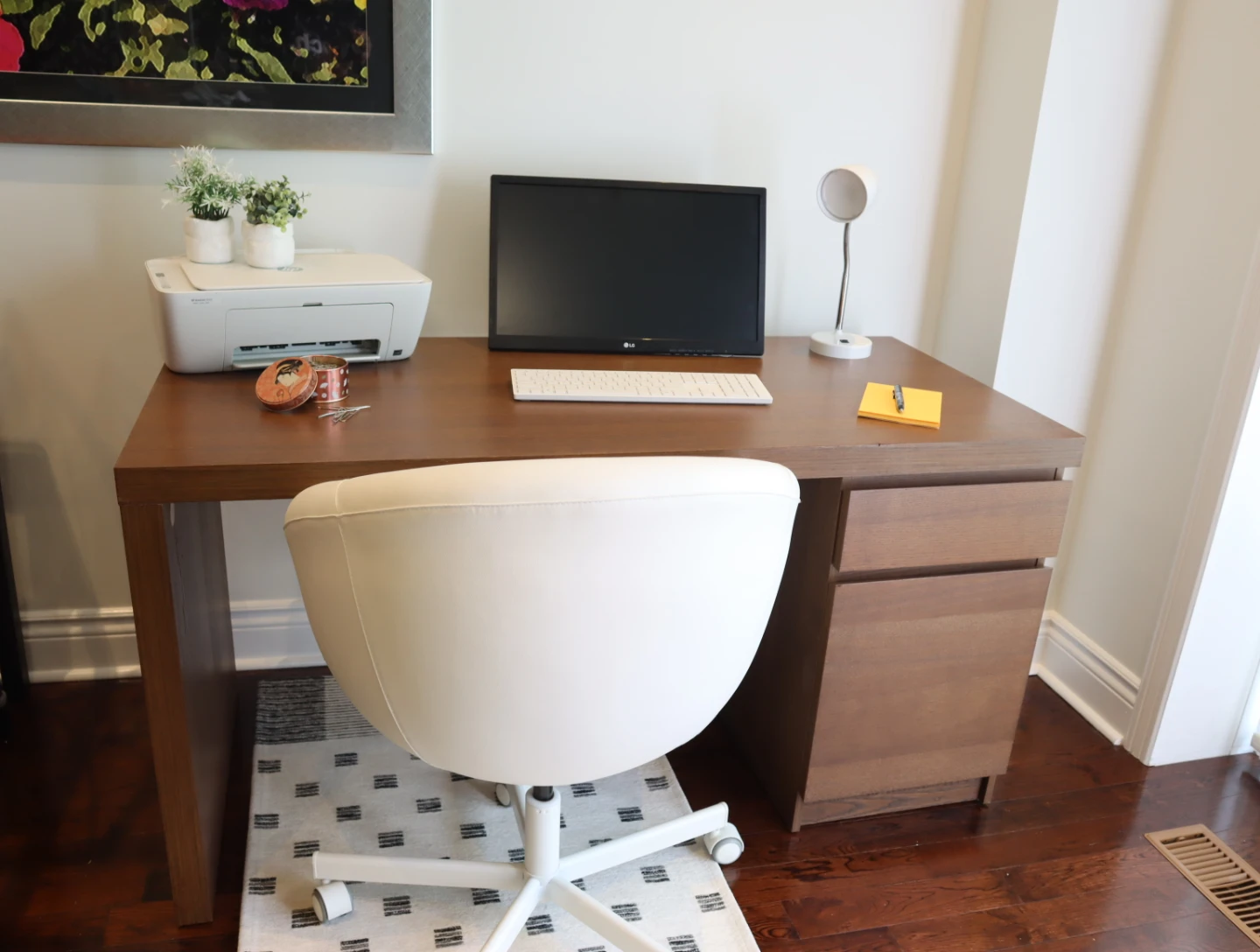 IKEA Malm Desk with IKEA Faux Leather Swivel Chair