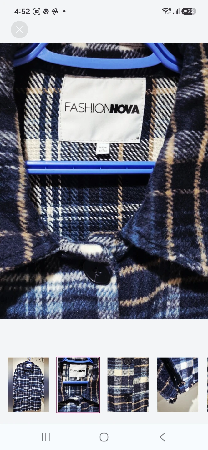 Fashion Nova Blue Plaid Shirt Jacket, oversized - photo 2