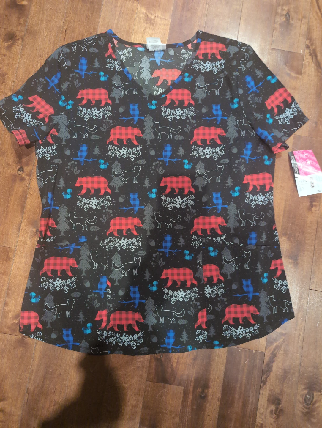 Scrubs Brand Seasonal Print Scrub Top L