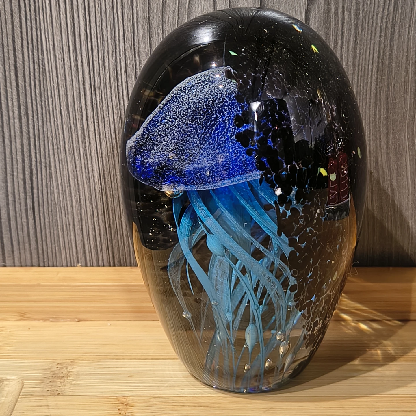 Blue Hand-Blown Glass Jellyfish Paperweight - photo 4