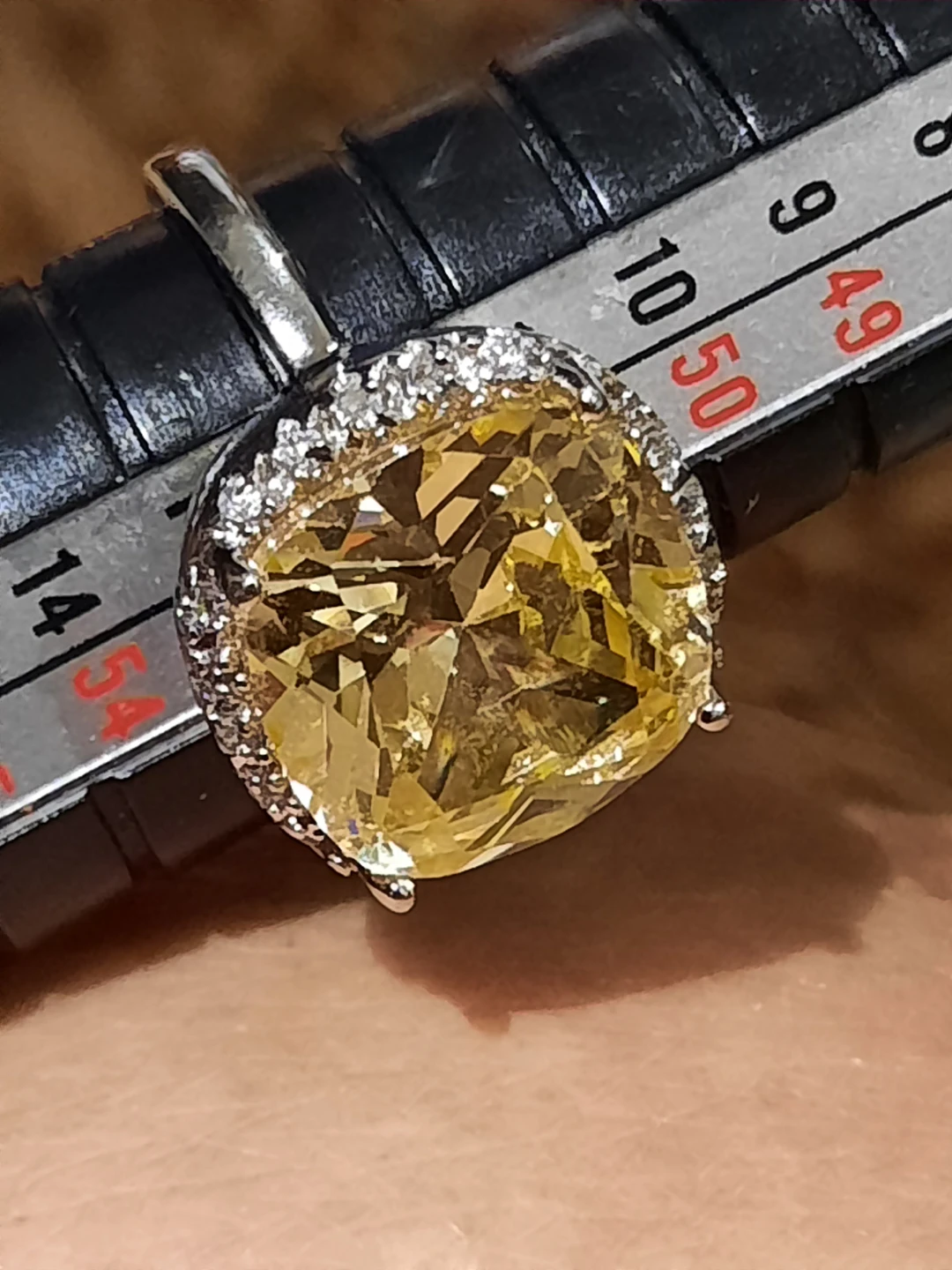 Cushion cut yellow cz ring solid sterling silver - photo 5