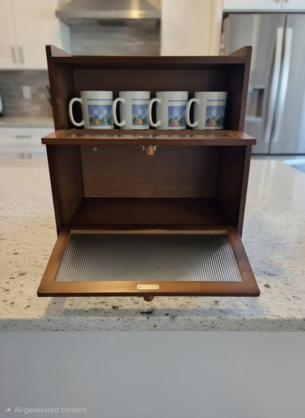 Two-Tier Wooden Bread Box with Glass Doors - photo 2