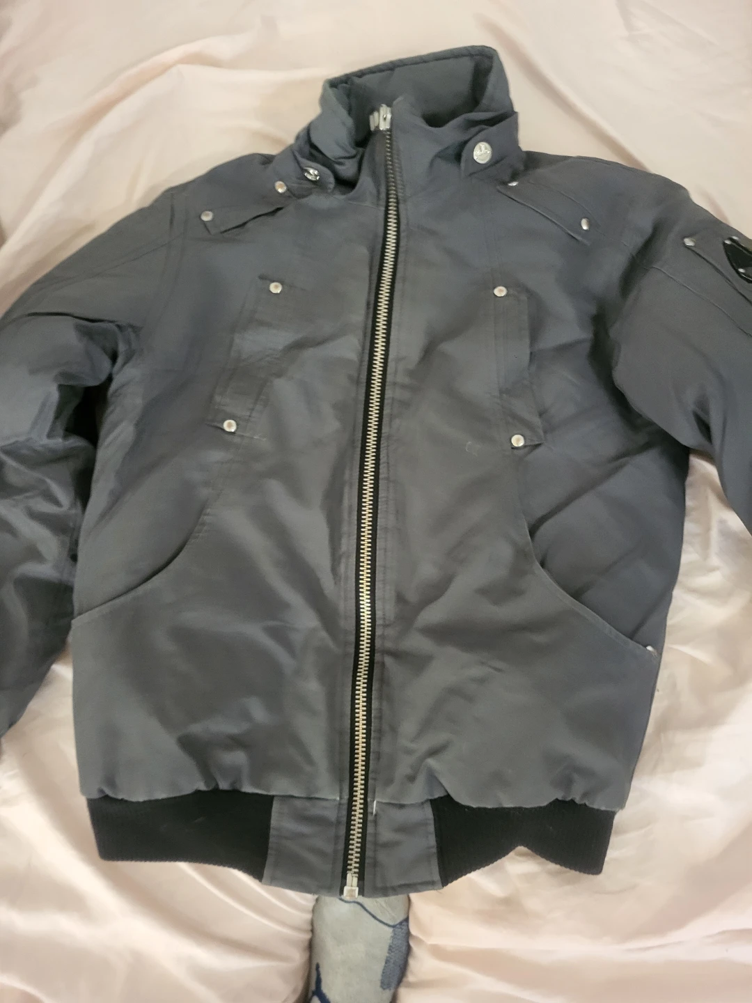 Moose Knuckles Grey Bomber Jacket