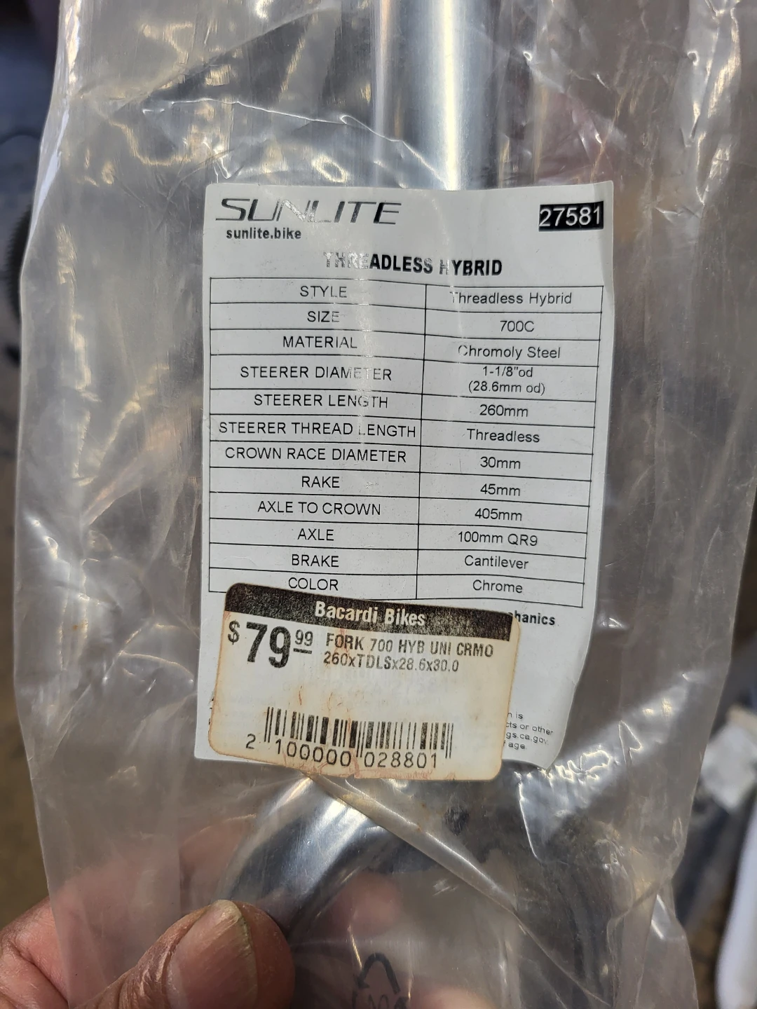 Sunlite Threadless Hybrid Bike Fork 700C