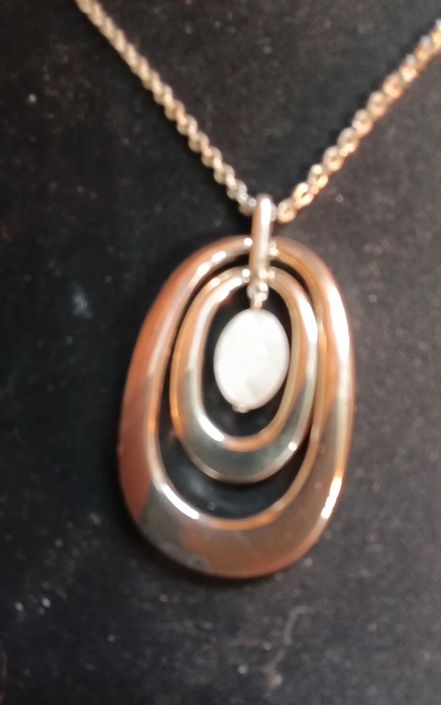 SAQ Silver Tone Necklace with Mother of Pearl Pendant - photo 5