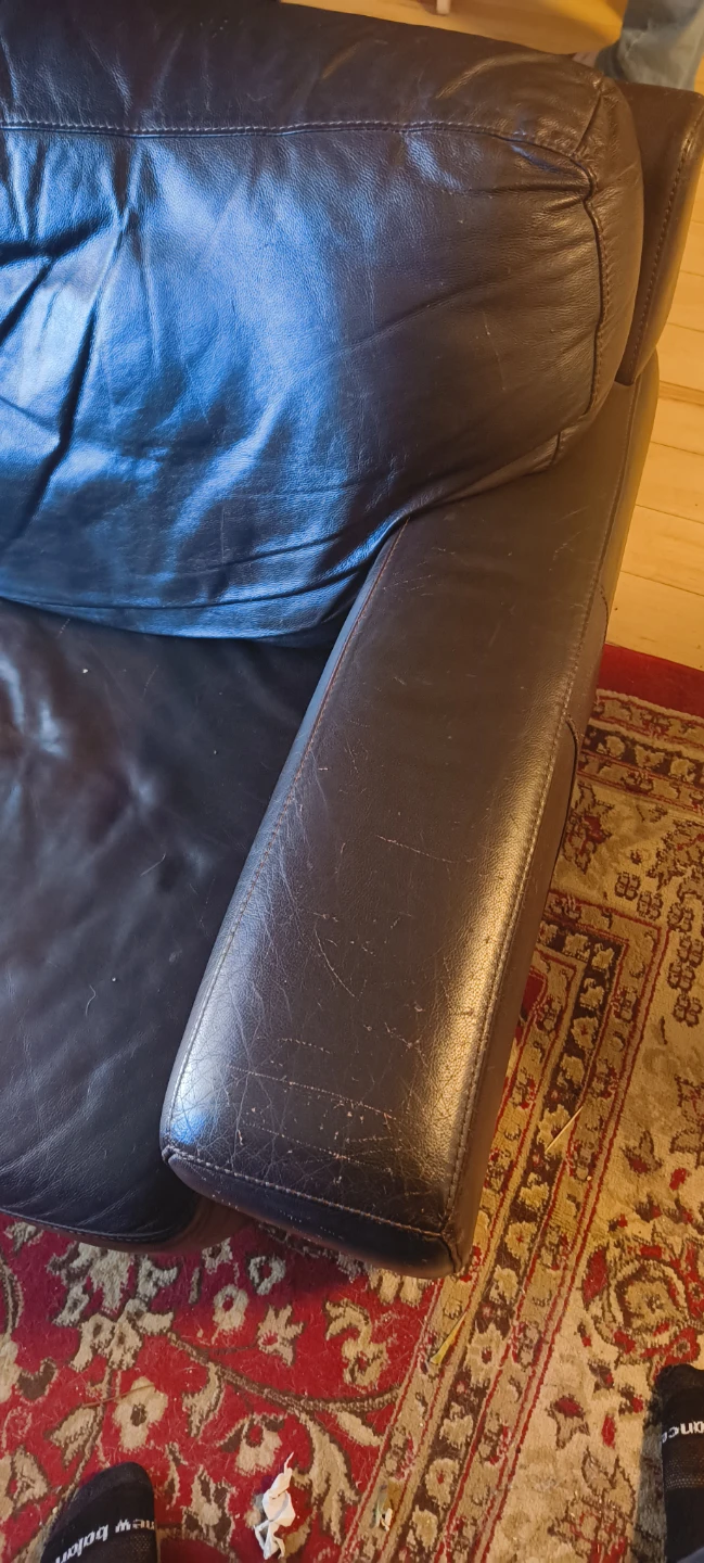 Dark brown leather sofa - photo 4