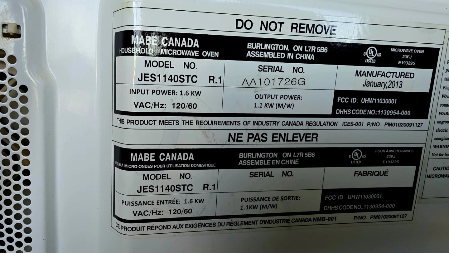 GE Microwave Oven JES1140STC - photo 2