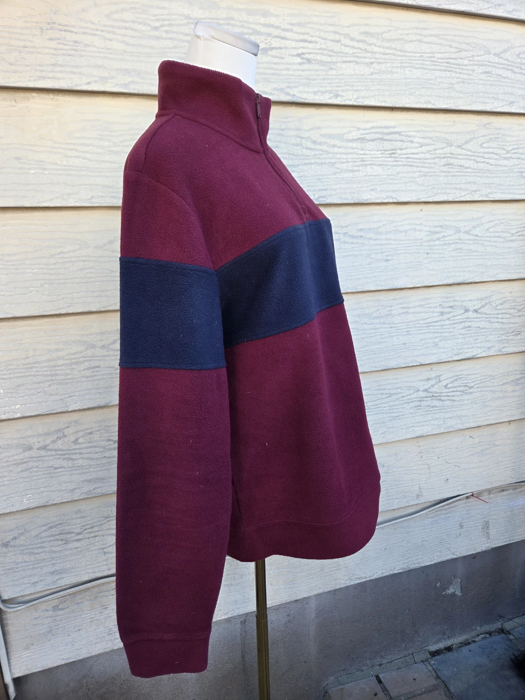 Old Navy Burgundy and Navy Fleece Quarter-Zip - photo 4