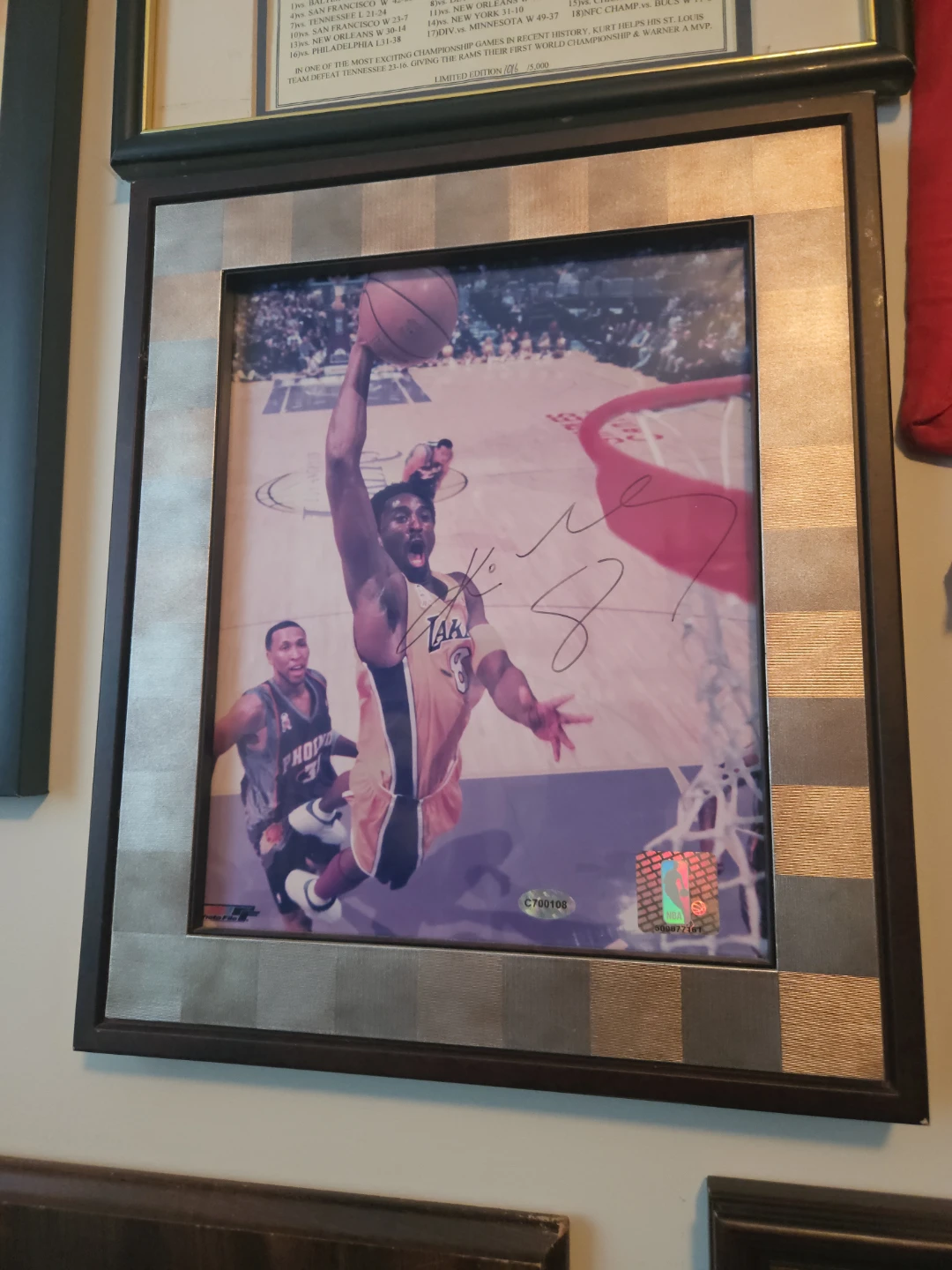 Kobe Bryant Signed Lakers Framed Photo