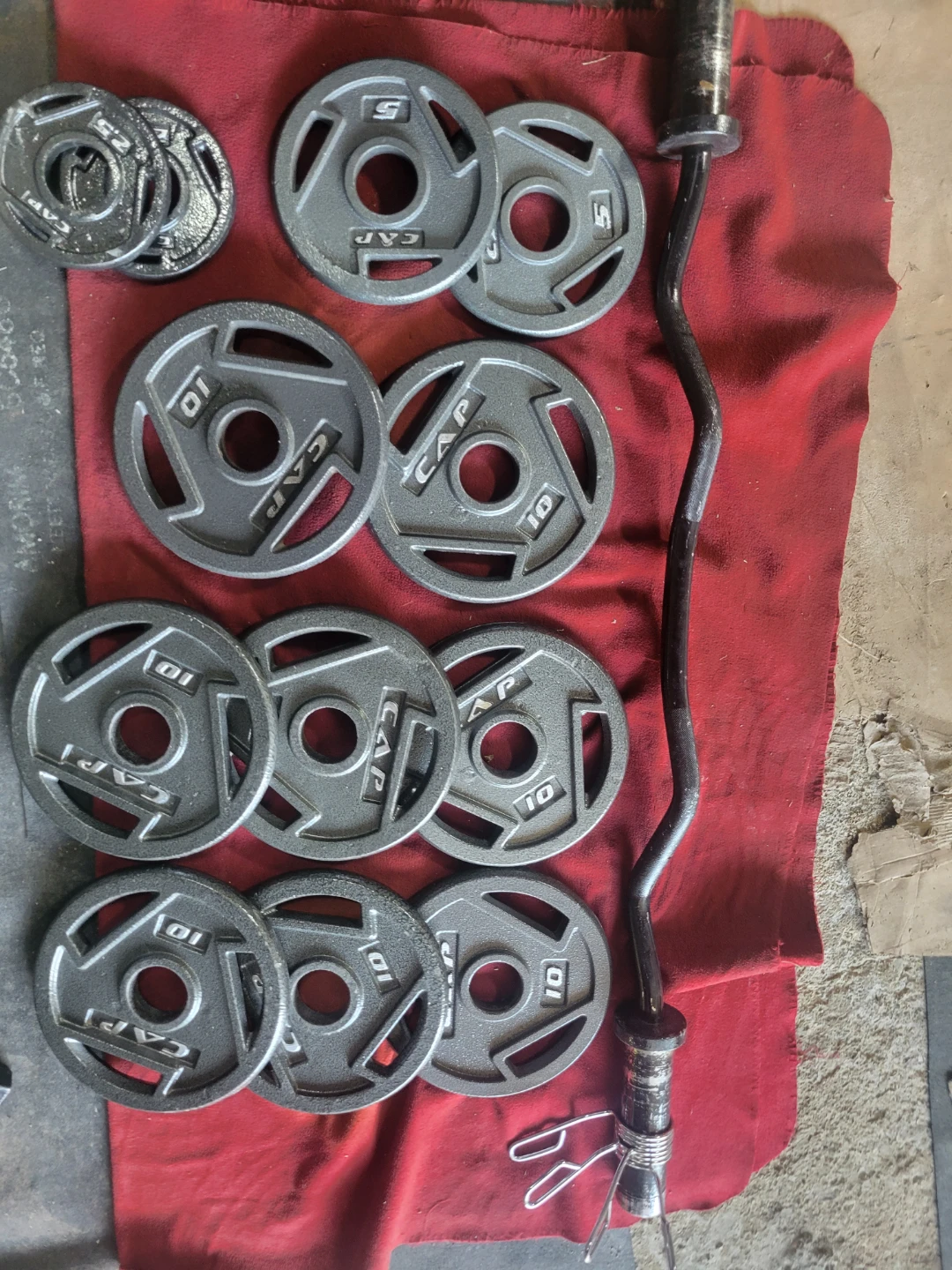 2" HOLE EZ-CURL BAR WITH 95LBSs OLYMPIC PLATES - photo 2