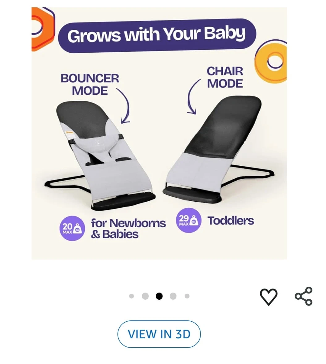 ComfyBumpy Ergonomic Baby Bouncer - Grey