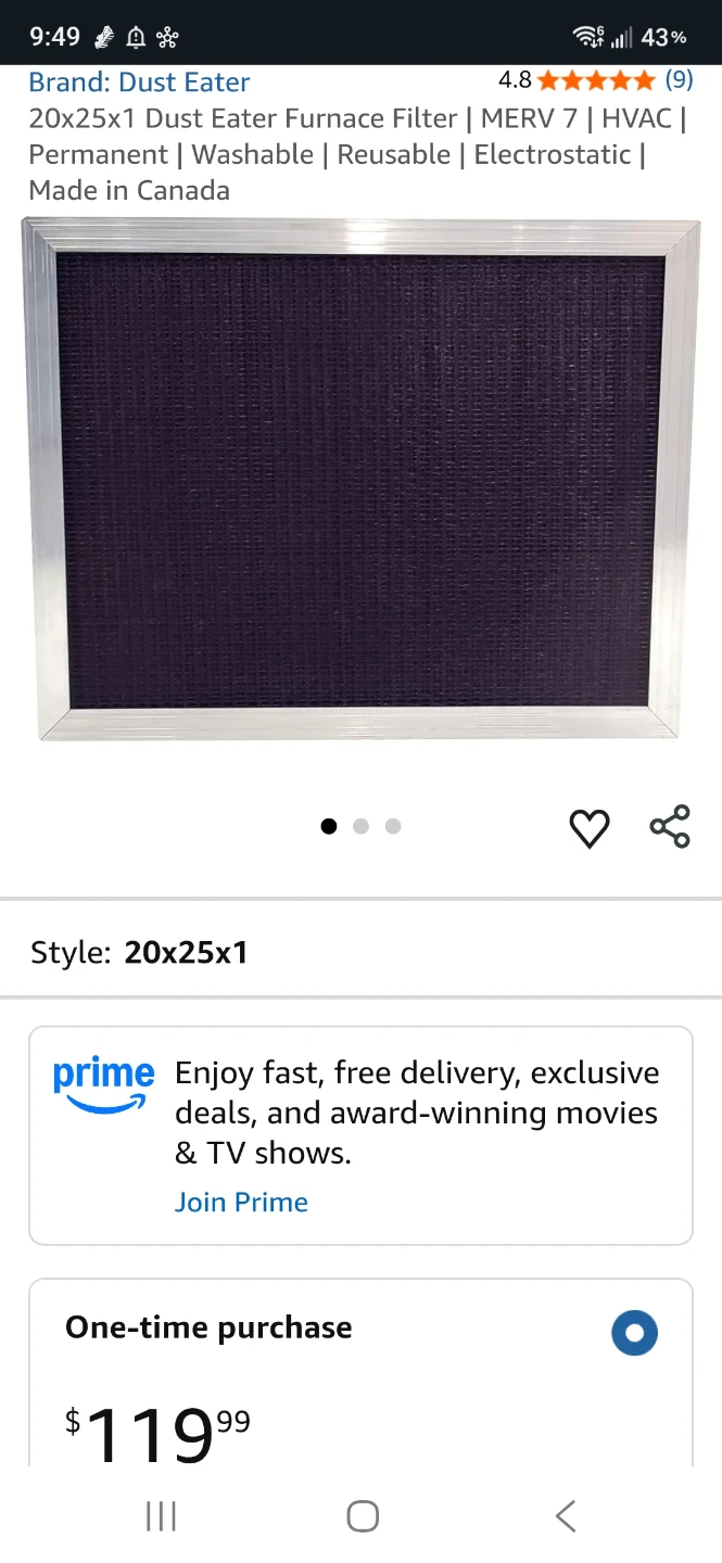 16x25x1 Washable Furnace Filters – Set of 3