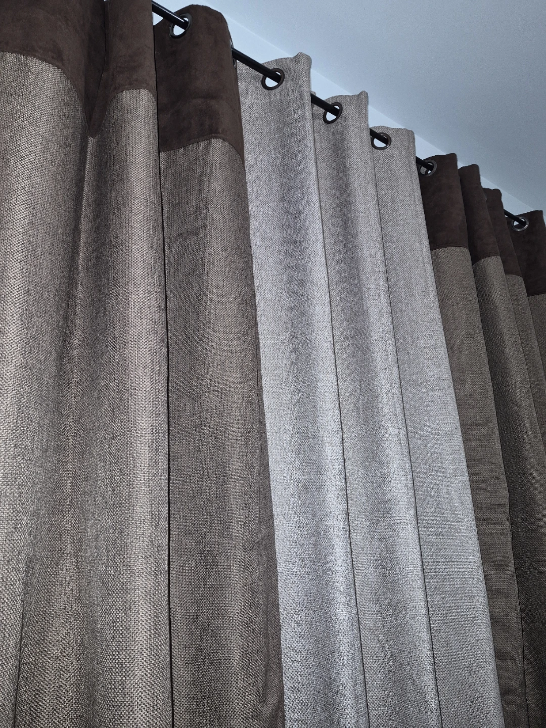 Two-Tone Brown and Grey Grommet Curtains - photo 2