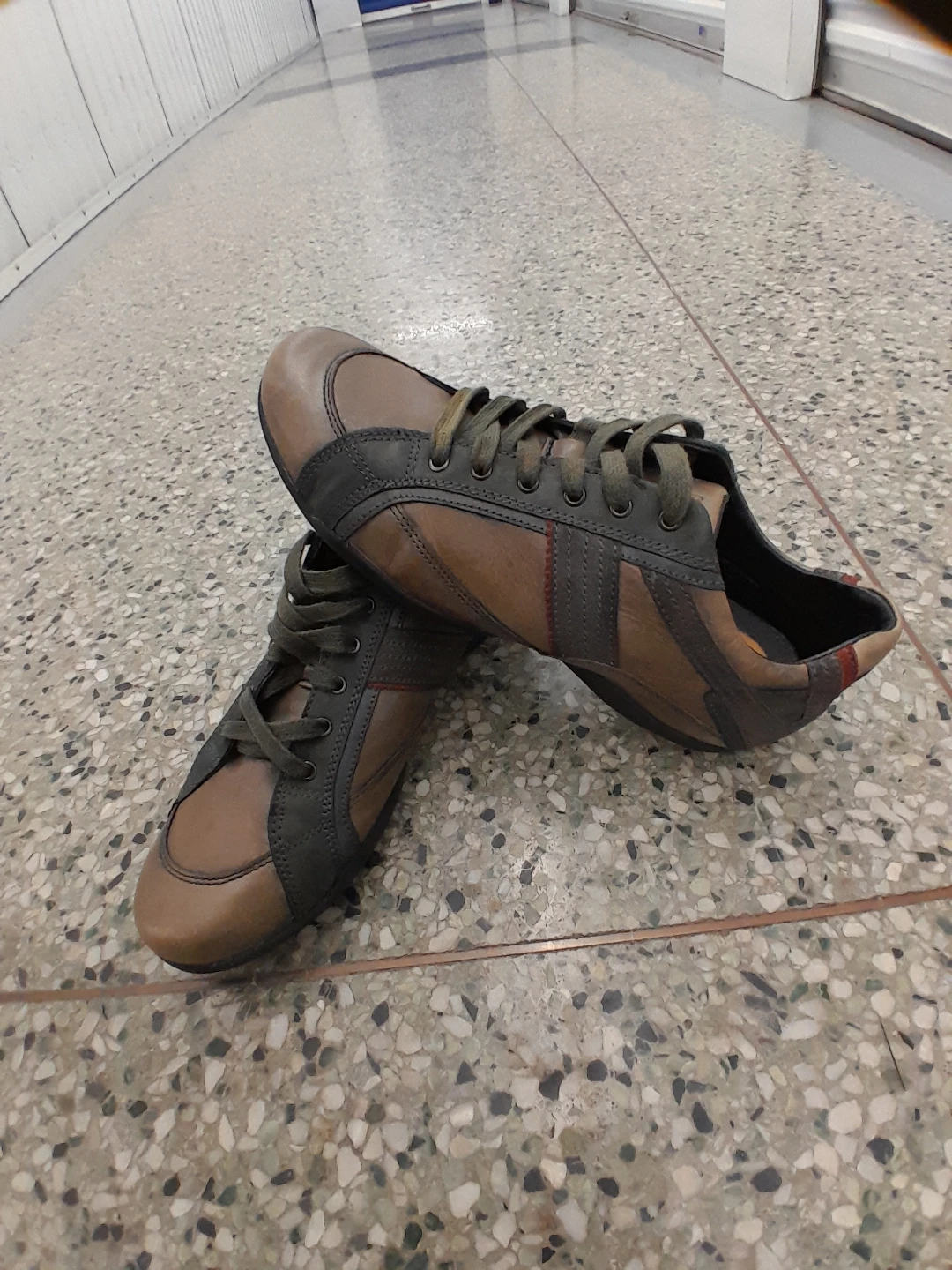 Geox Brown Leather Sneakers Vintage look Men's Size 11 - photo 3
