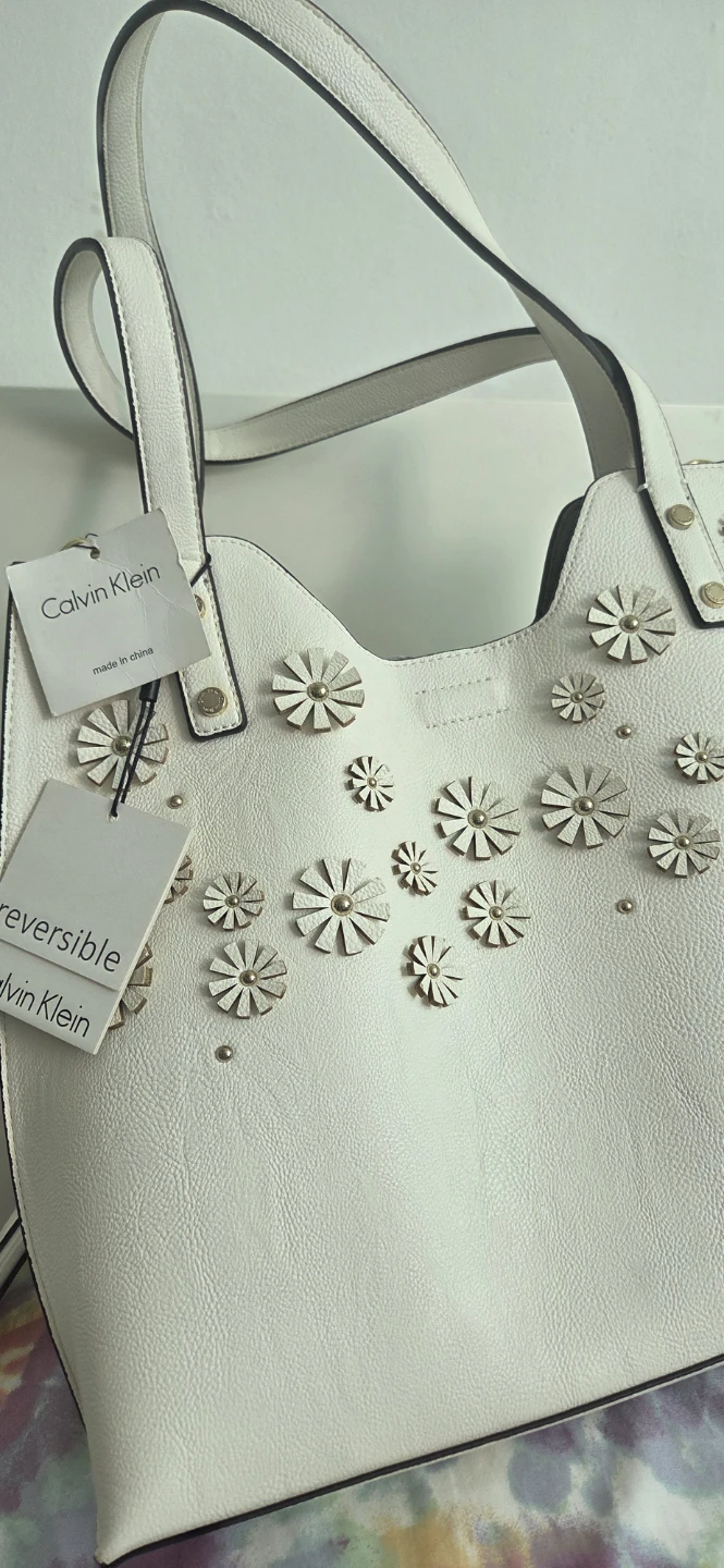 Calvin Klein White Floral Reversible Tote